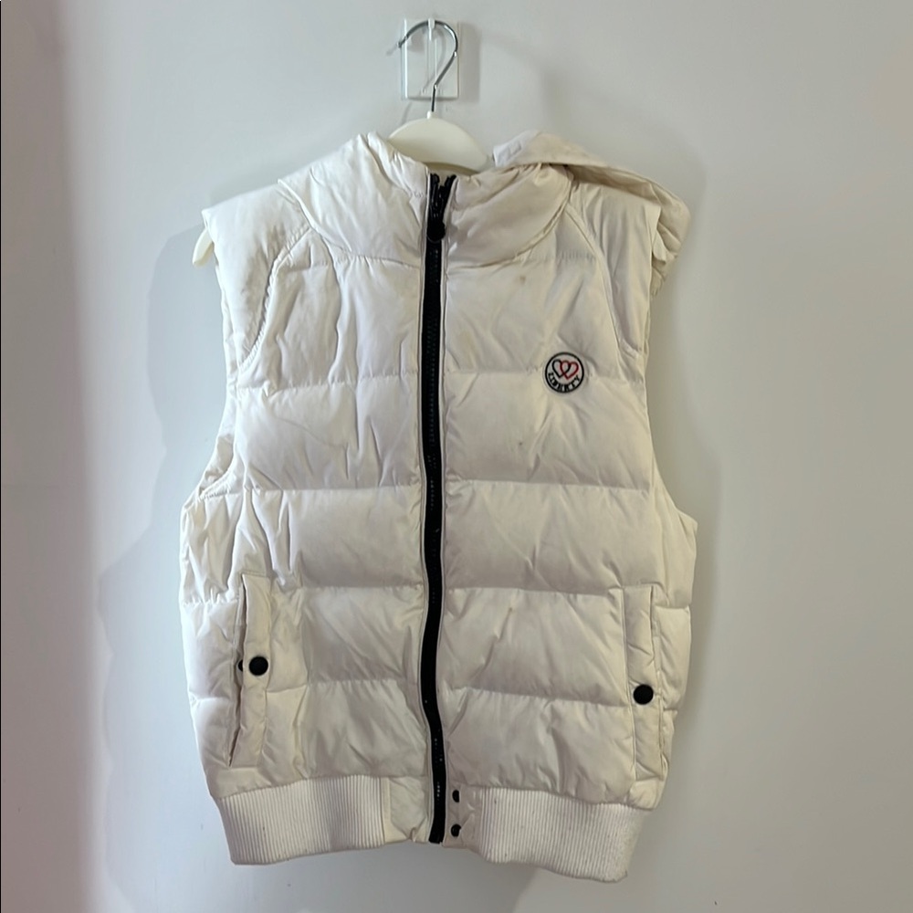 White Puffer Vest with Logo
